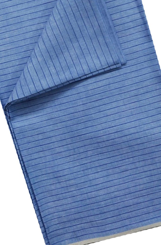 Blue Pure Linen Stripes Design Fabric ( 1 Mtr ) - Luxurion World