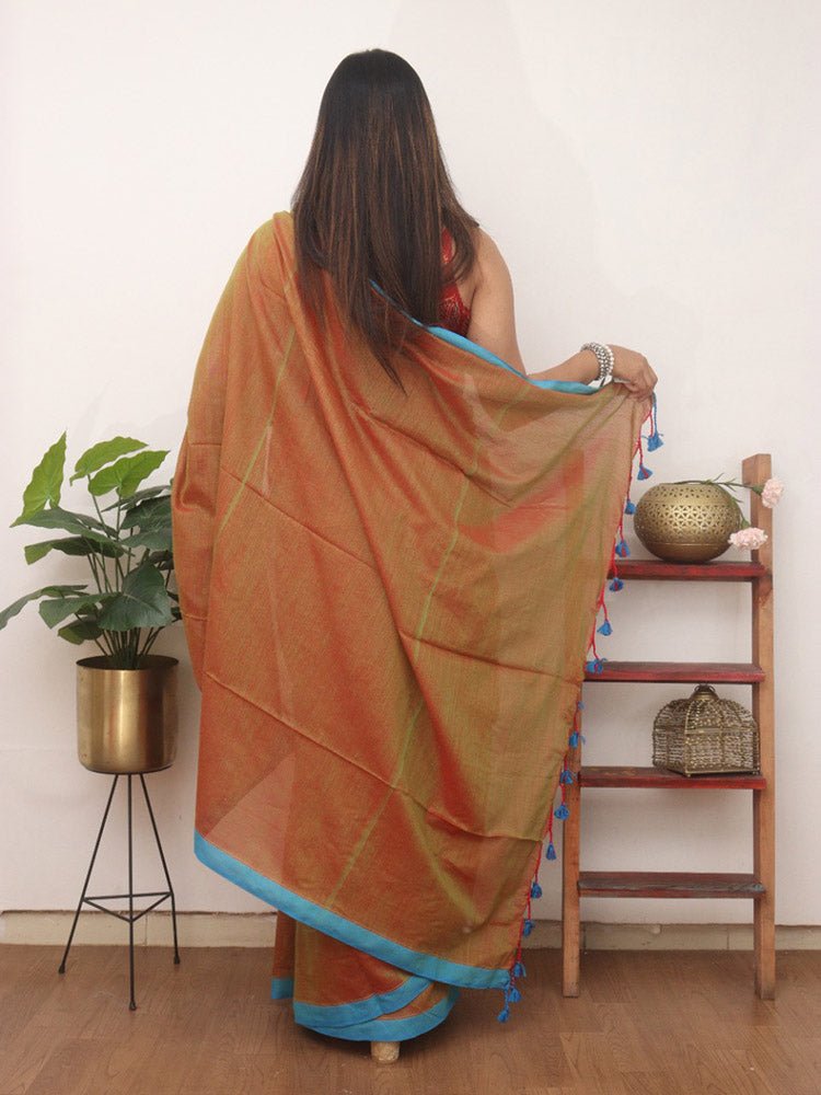 Brown Bengal Plain Cotton Saree - Luxurion World