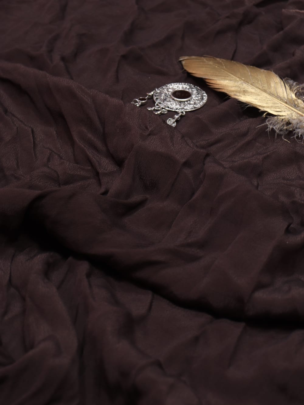 Brown Plain Crepe Fabric ( 1 mtr) - Luxurion World