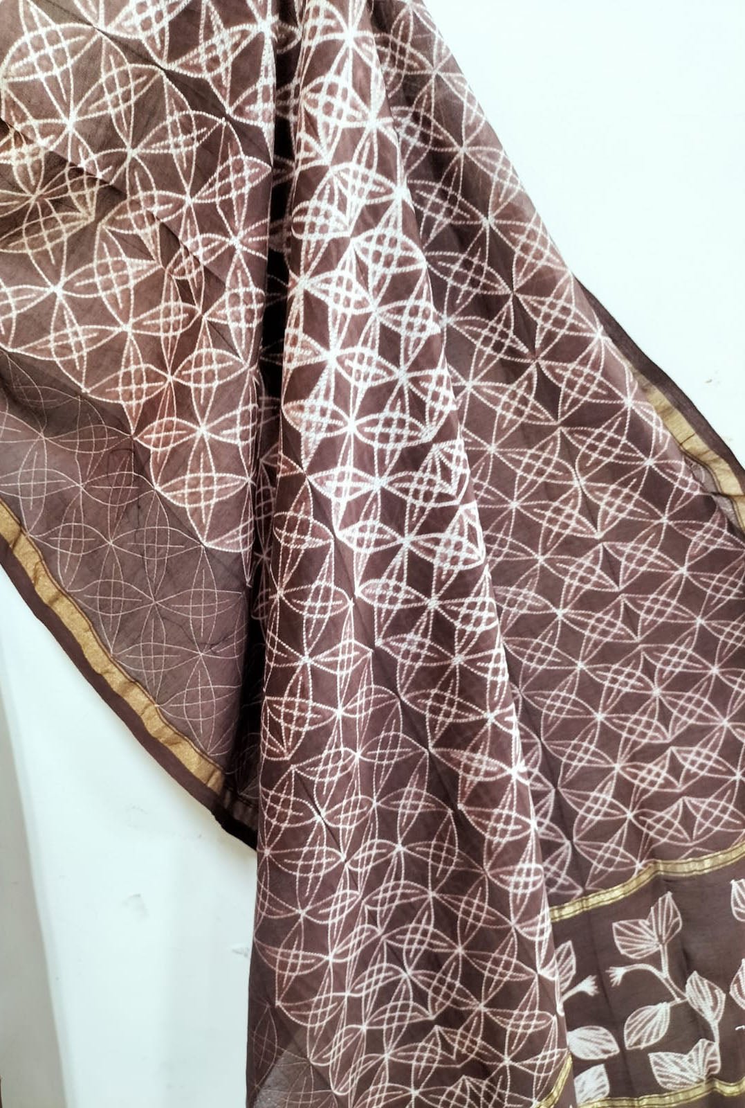 Brown Shibori Cotton Silk Dupatta - Luxurion World
