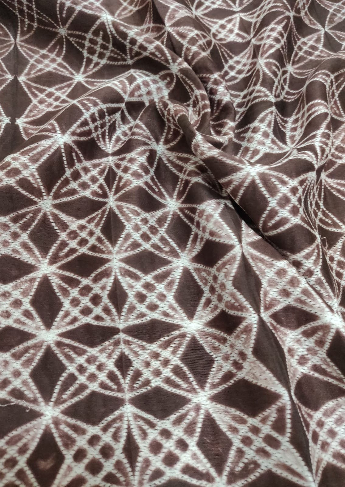 Brown Shibori Cotton Silk Fabric ( 2.5 Mtr ) - Luxurion World
