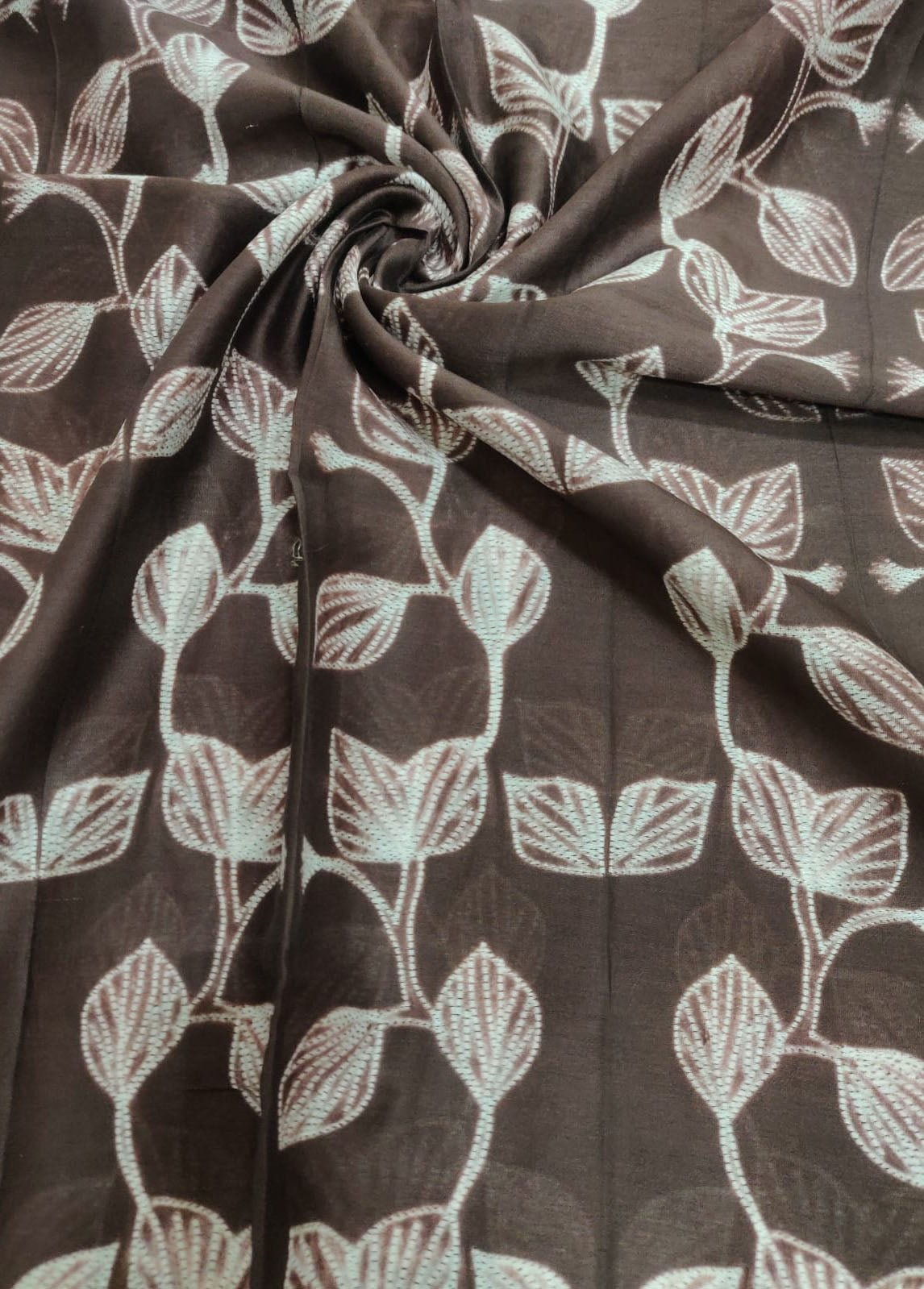 Brown Shibori Cotton Silk Fabric ( 2.5 Mtr ) - Luxurion World