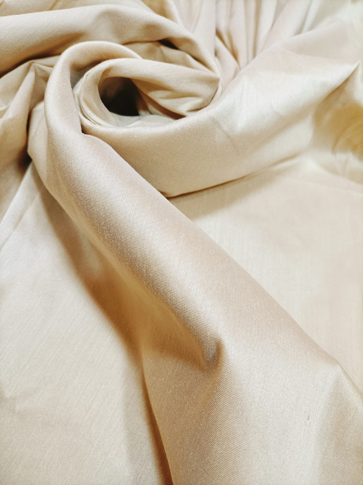 Cream Plain Cotton Silk Fabric ( 1 Mtr) - Luxurion World