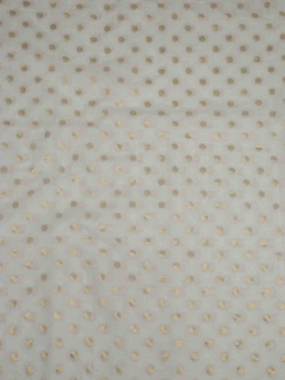 Dyeable Banarasi Chanderi Silk Polka Dots Fabric ( 0.75 Mtr ) - Luxurion World