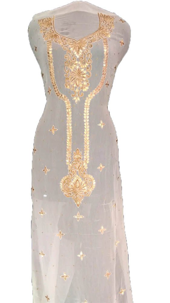 Dyeable Hand Gota Patti Work Georgette Unstitched Kurti - Luxurion World