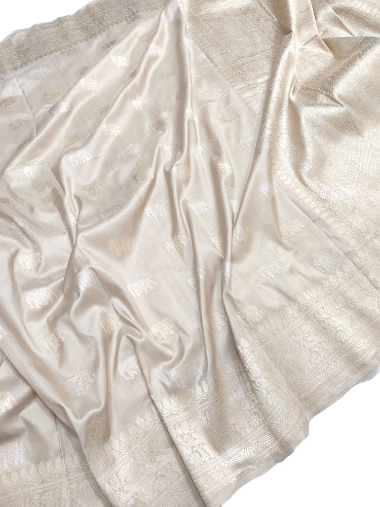 Dyeable Handloom Banarasi Chiniya Silk Saree - Luxurion World