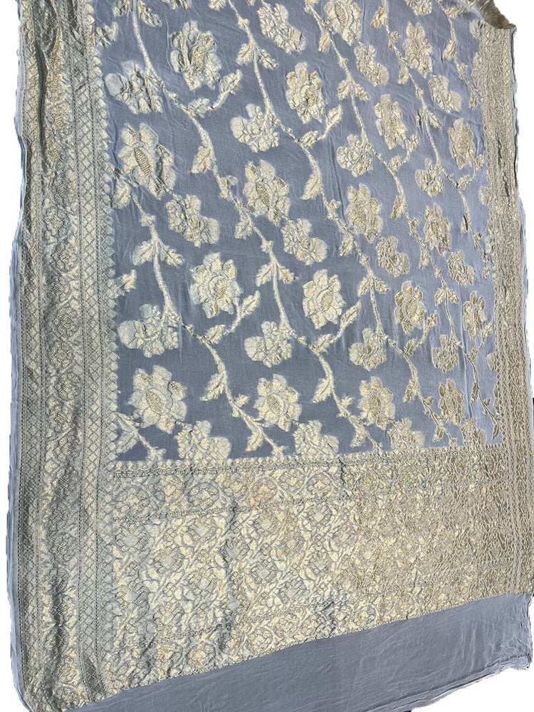 Dyeable Handloom Banarasi Pure Georgette Dupatta - Luxurion World