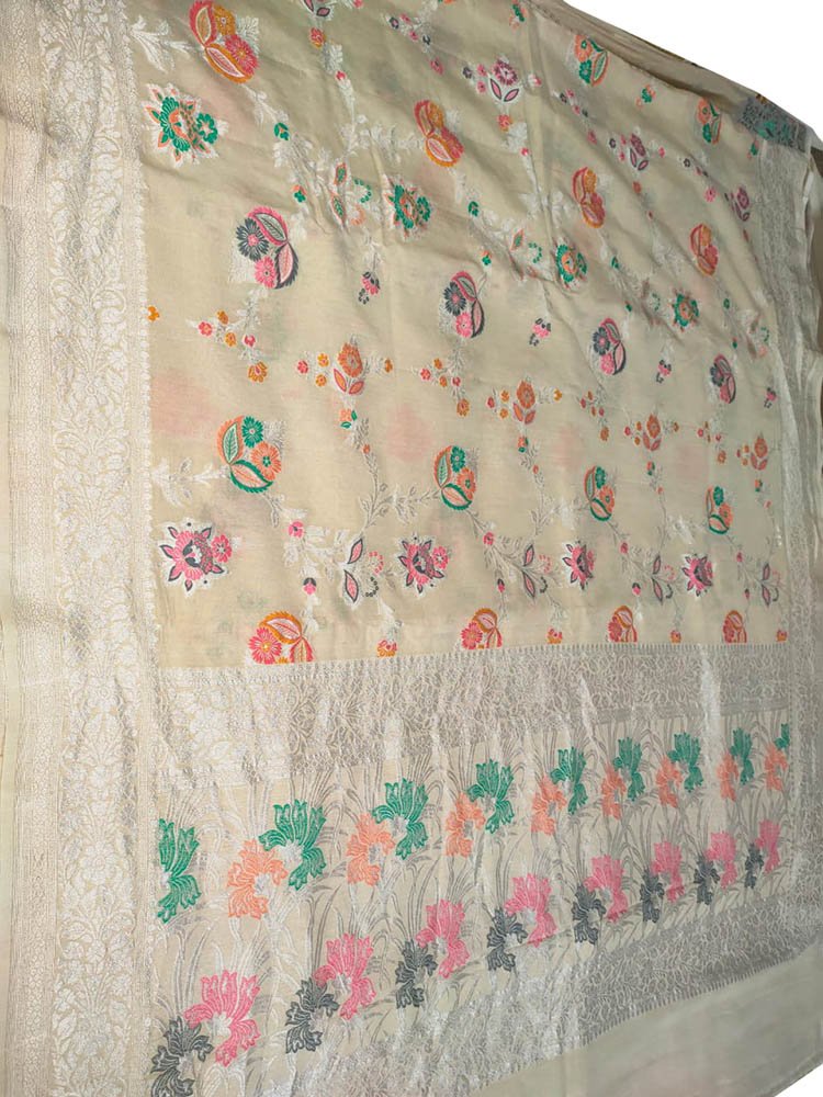 Dyeable Handloom Banarasi Pure Moonga Silk Meenakari Saree - Luxurion World