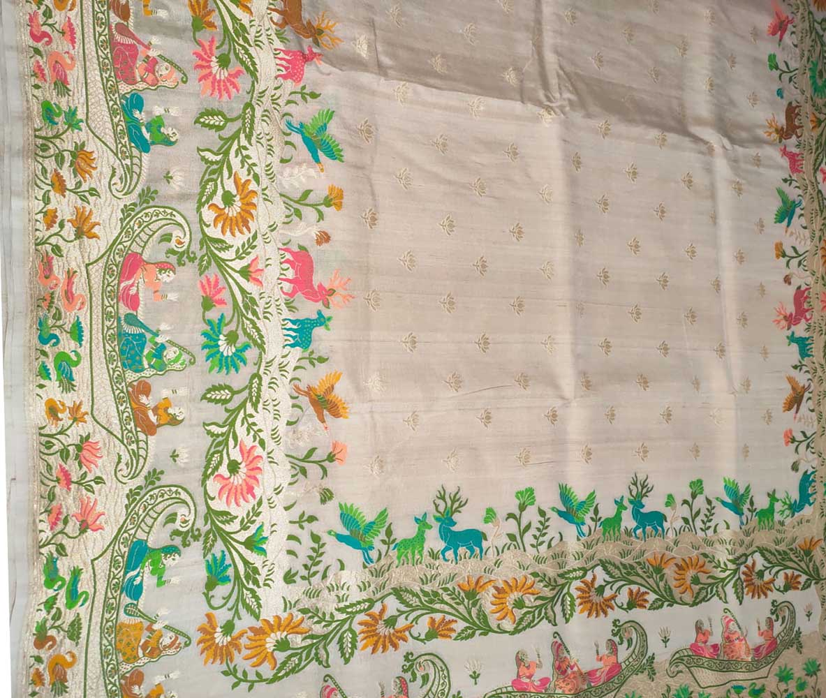 Dyeable Handloom Banarasi Pure Tussar Georgette Meenakari Saree - Luxurion World