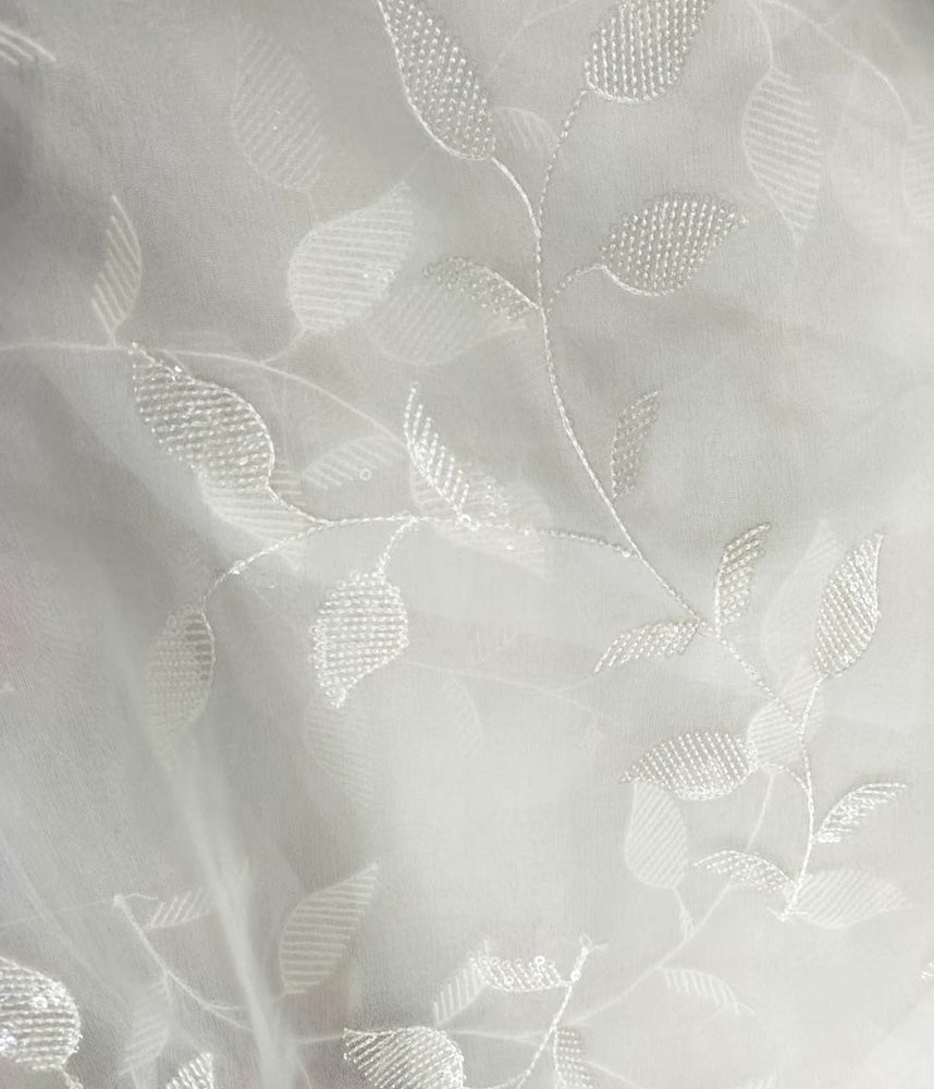 Dyeable Trendy Organza Sequins Work Fabric ( 1 Mtr ) - Luxurion World