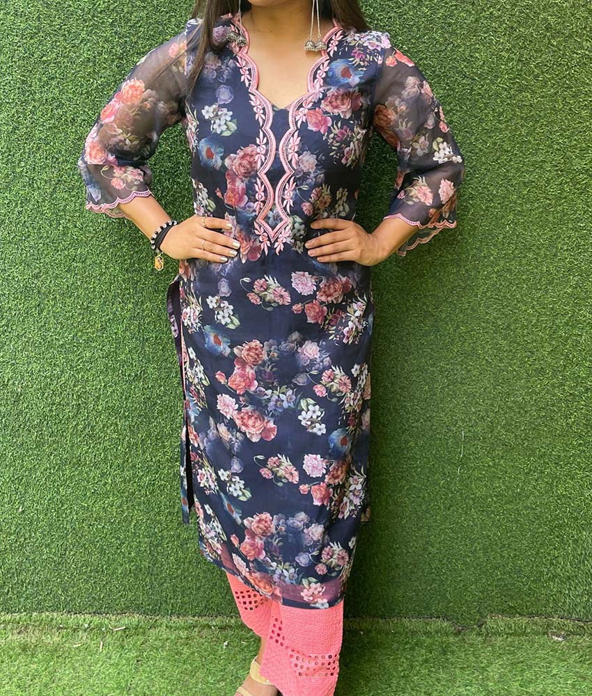 Floral Organza Kurta - Luxurion World