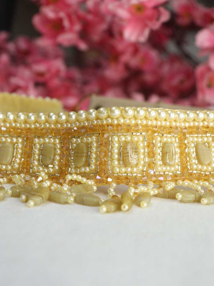 Handcrafted Golden Beaded Belt - Traditional Design | Artisan Accessory - Luxurion World
