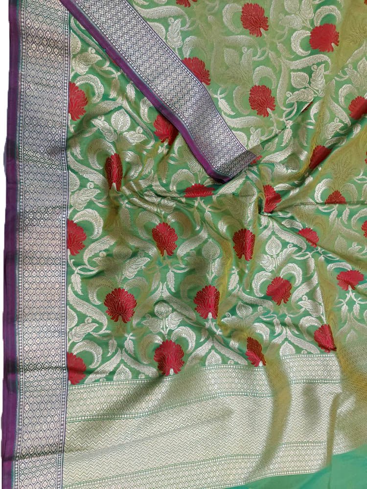 Green Banarasi Silk Dupatta - Luxurion World