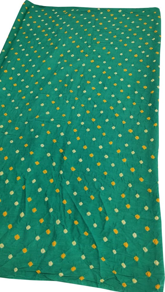 Green Bandhani Cotton Silk Fabric ( 1 Mtr ) - Luxurion World