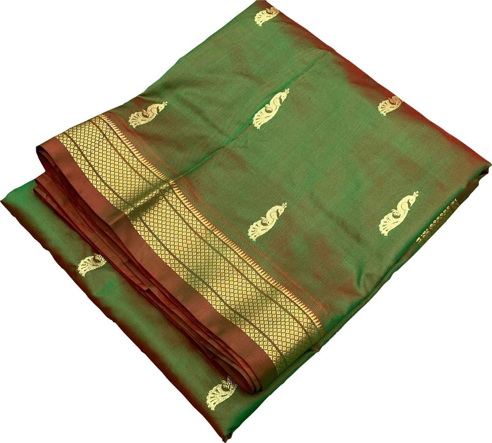 Green Handloom Paithani Pure Silk Saree - Luxurion World