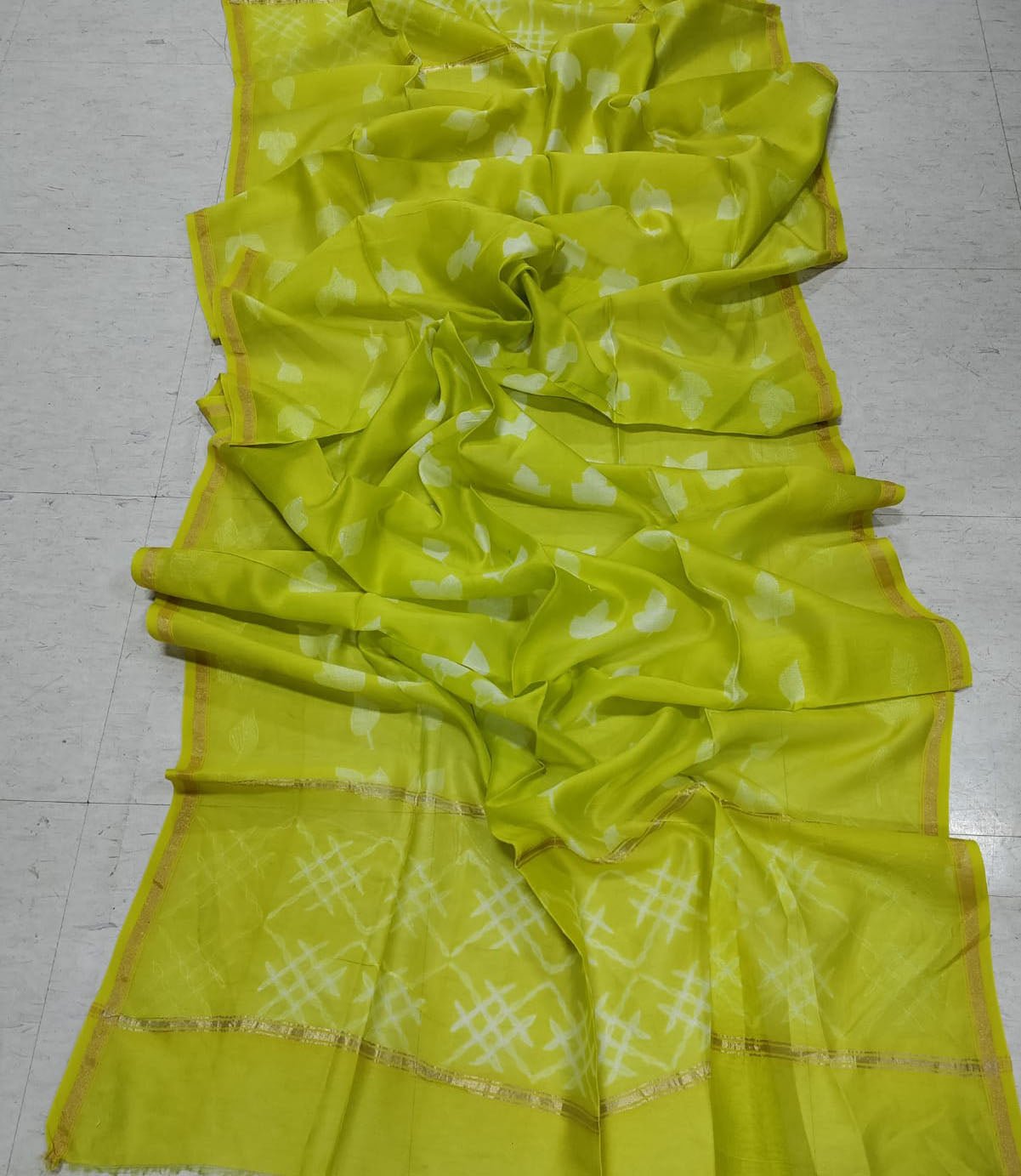 Green Shibori Cotton Silk Dupatta - Luxurion World