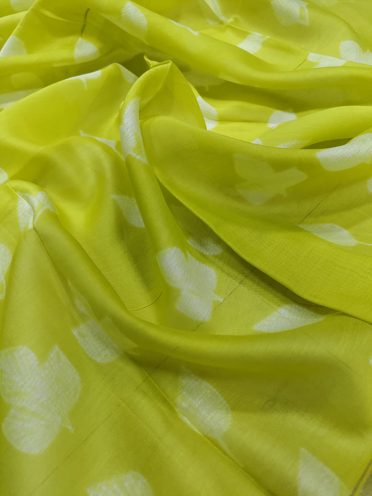 Green Shibori Cotton Silk Fabric ( 2.5 Mtrs ) - Luxurion World