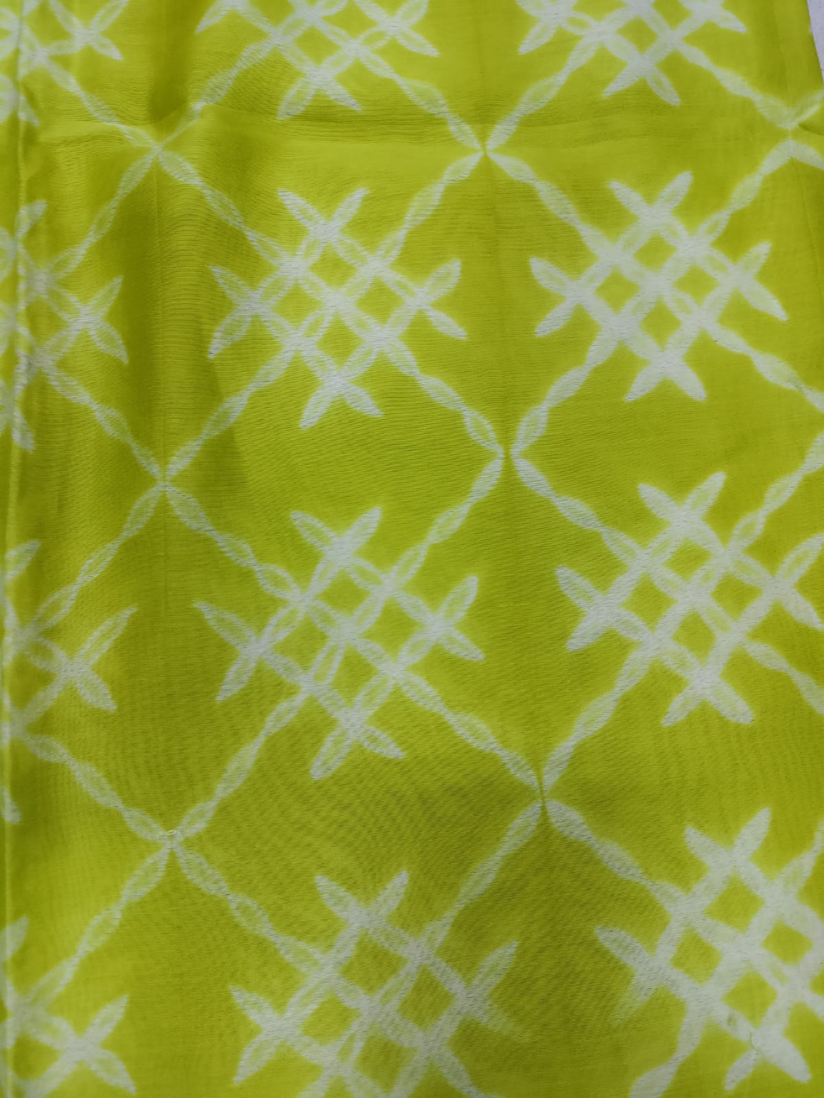 Green Shibori Cotton Silk Fabric ( 2.5 Mtrs ) - Luxurion World
