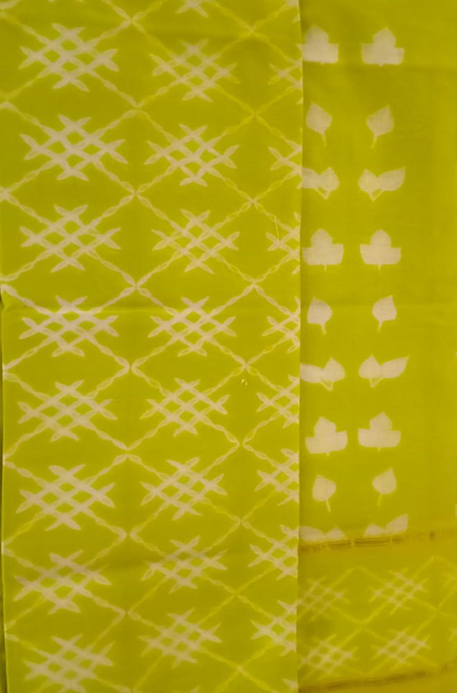 Green Shibori Cotton Silk Two Piece Unstitched Suit Set - Luxurion World