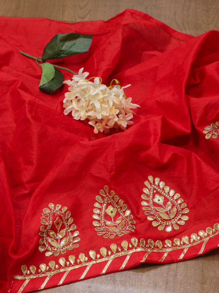 Stunning Grey Gota Patti Georgette Saree for Elegant Occasions - Luxurion World