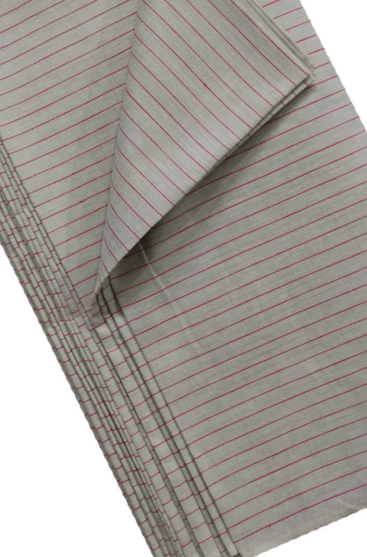 Grey Pure Linen Stripes Design Fabric ( 1 Mtr ) - Luxurion World