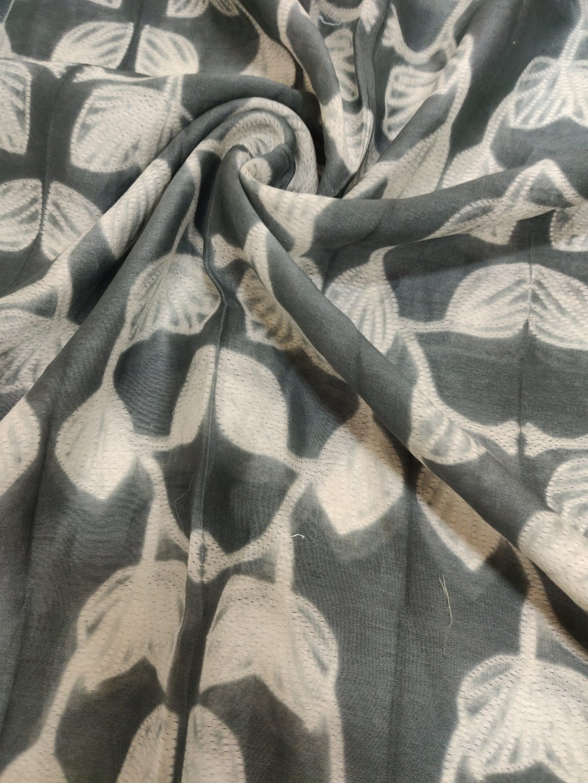 Grey Shibori Cotton Silk Fabric ( 2.5 Mtr ) - Luxurion World