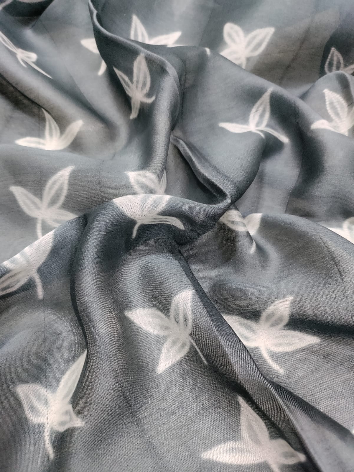 Grey Shibori Cotton Silk Fabric ( 2.5 Mtrs ) - Luxurion World