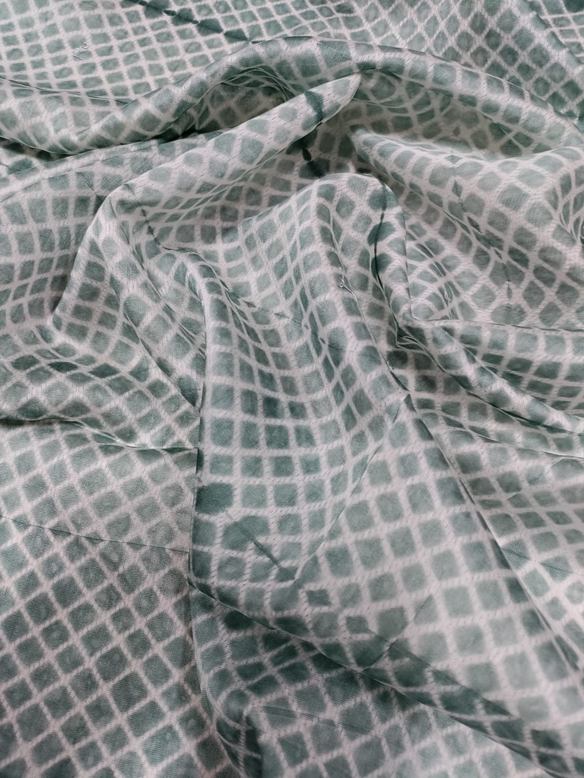 Grey Shibori Cotton Silk Fabric ( 2.5 Mtrs ) - Luxurion World