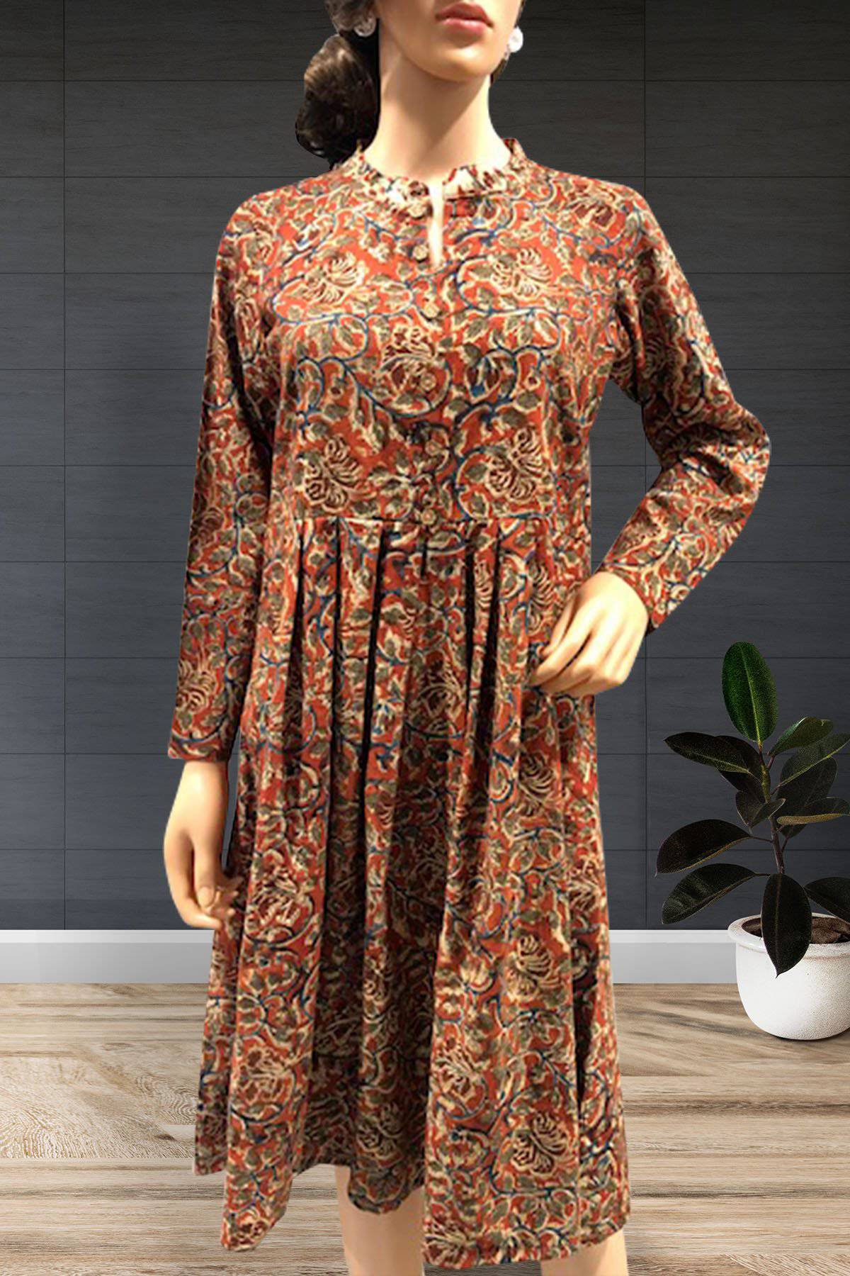 Kalamkari Printed Cotton Kurti - Luxurion World