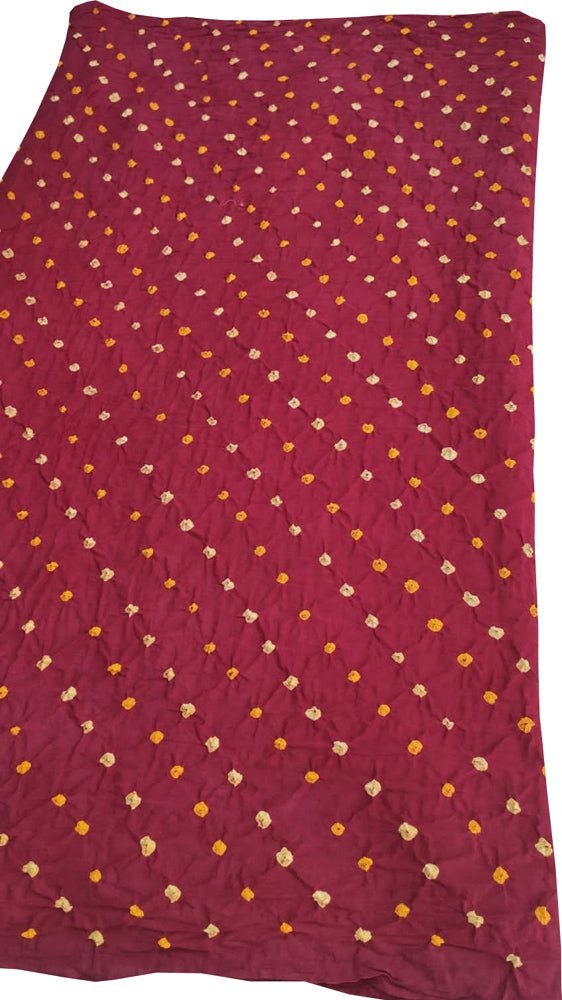 Maroon Bandhani Cotton Silk Fabric ( 1 Mtr ) - Luxurion World
