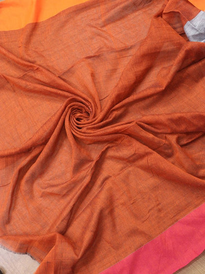 Multicolor Bengal Plain Cotton Saree - Luxurion World