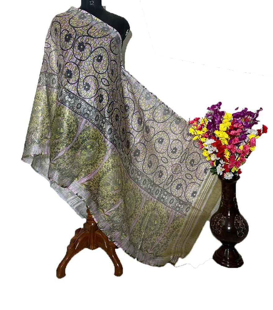 Multicolor Digital Printed Linen Dupatta - Luxurion World