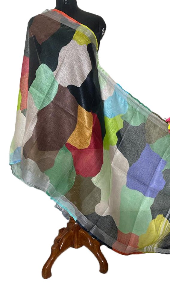 Multicolor Digital Printed Linen Dupatta - Luxurion World