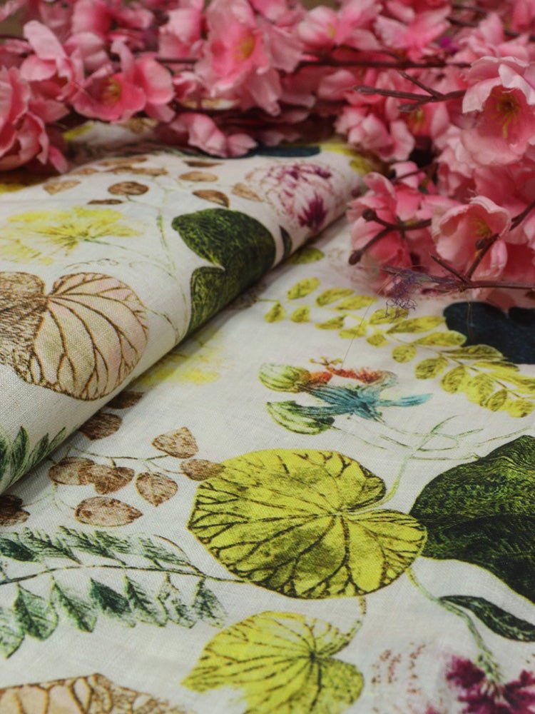 Multicolor Digital Printed Linen Jute Fabric (1 mtr) - Luxurion World