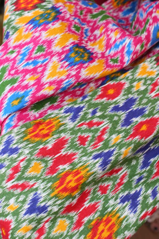 Multicolor Double Ikat Pure Cotton Reversible Long Jacket - Luxurion World