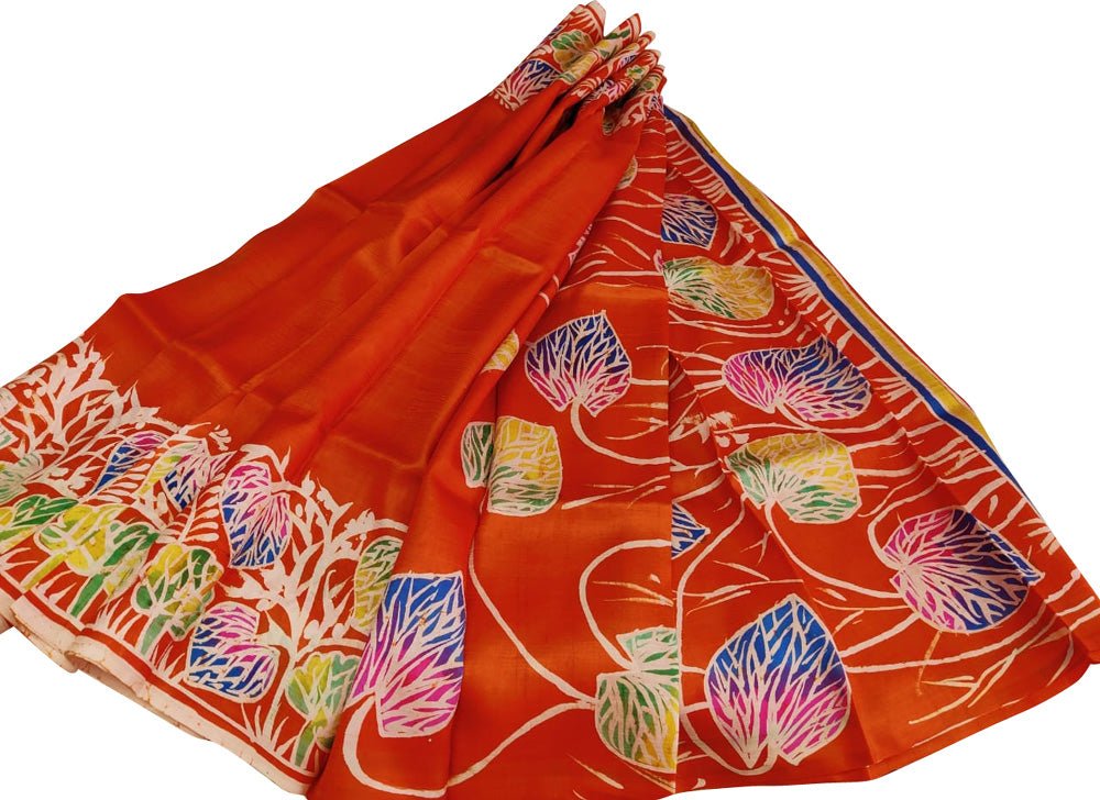 Multicolor Hand Batik Pure Bishnupuri Silk Saree - Luxurion World