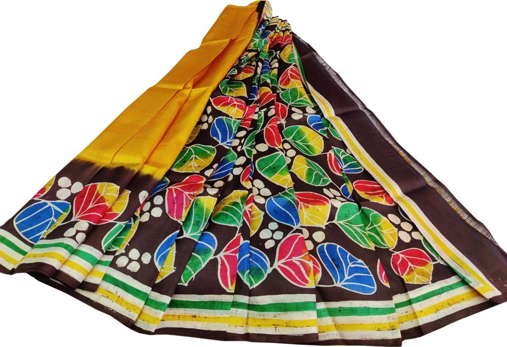 Multicolor Hand Batik Pure Bishnupuri Silk Saree - Luxurion World