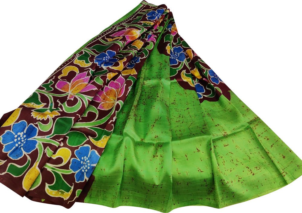Multicolor Hand Batik Pure Bishnupuri Silk Saree - Luxurion World