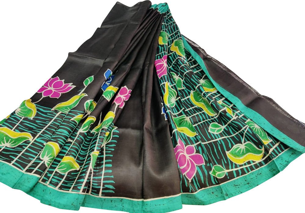 Multicolor Hand Batik Pure Bishnupuri Silk Saree - Luxurion World
