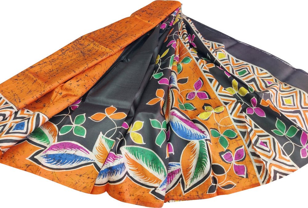 Multicolor Hand Batik Pure Bishnupuri Silk Saree - Luxurion World