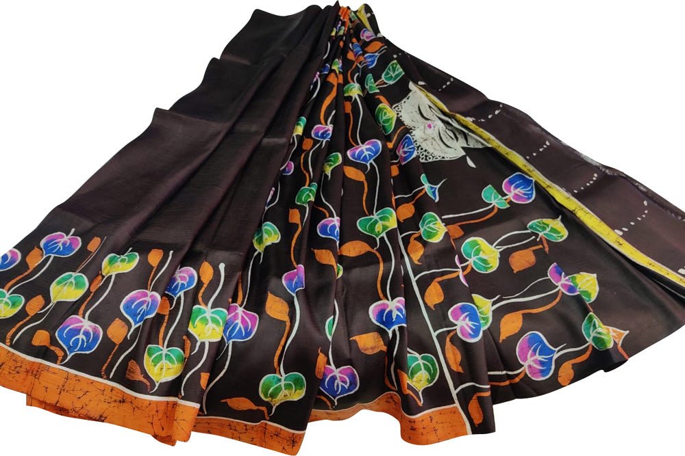 Multicolor Hand Batik Pure Bishnupuri Silk Saree - Luxurion World