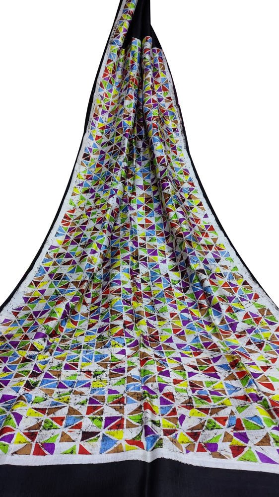 Multicolor Hand Batik Silk Saree - Luxurion World