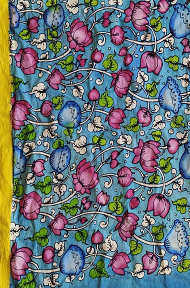 Multicolor Hand Painted Kalamkari Mangalgiri Cotton Dupatta - Luxurion World