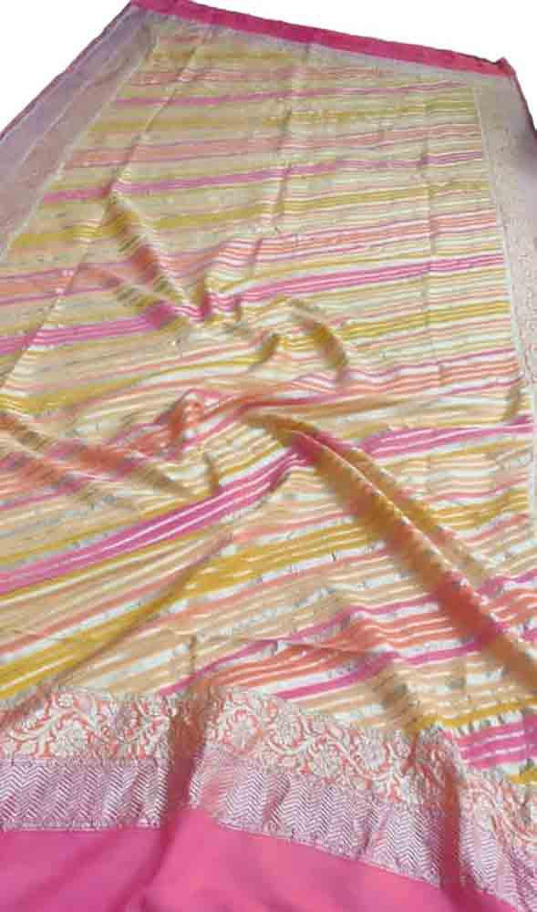 Multicolor Handloom Banarasi Brush Dye Pure Georgette Dupatta - Luxurion World