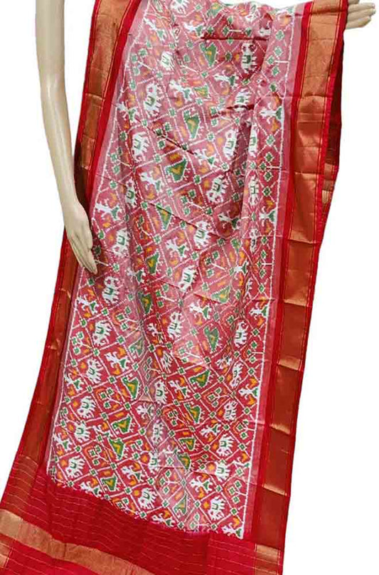 Multicolor Handloom Ikat Pure Silk Dupatta - Luxurion World