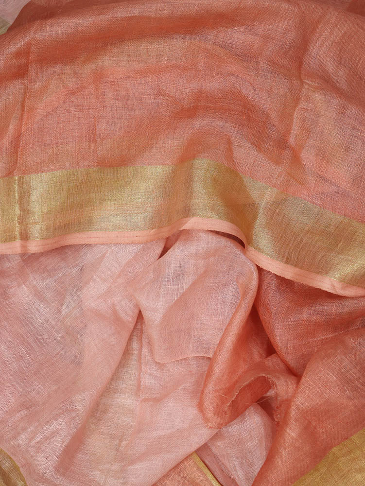 Multicolor Handloom Pure Linen Shaded Dye Saree - Luxurion World