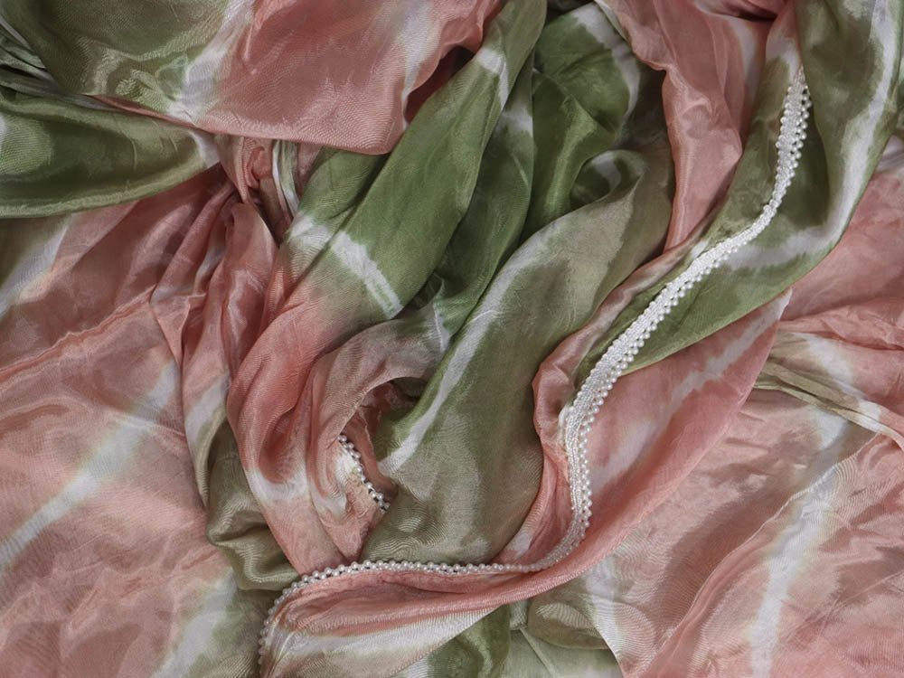 Multicolor Leheriya Tabby Silk Saree - Luxurion World