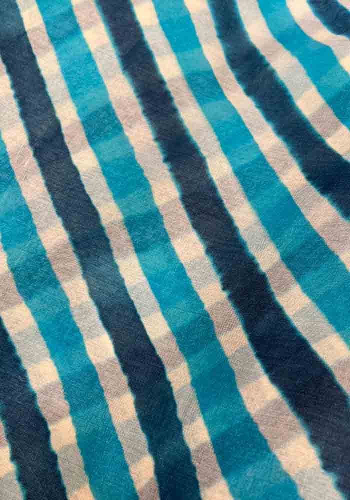 Multicolor Leheriya Tie And Dye Pure Tussar Silk Fabric ( 1 Mtr ) - Luxurion World
