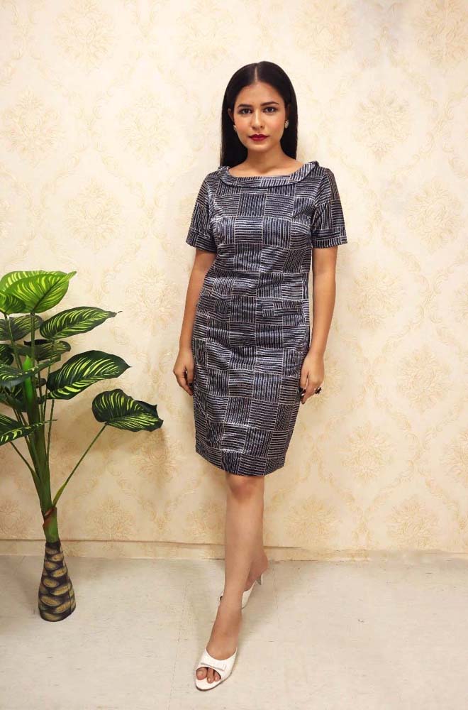 Multicolor Mashru Silk Knee Length One Piece Dress