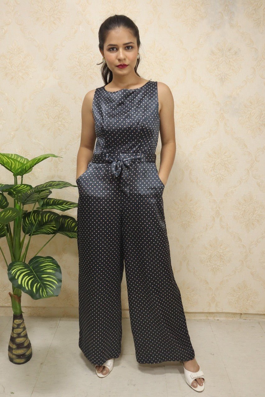 Multicolor Mashru Silk Sleeveless Jumpsuit - Luxurion World